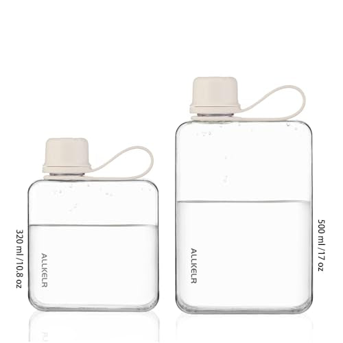 320ml Portable Flat Water Bottle - White, Minimalist Square Design, BPA-Free Tritan