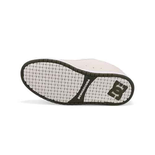 DC Men's Court Graffik Skate Shoe, White/Olive, 12