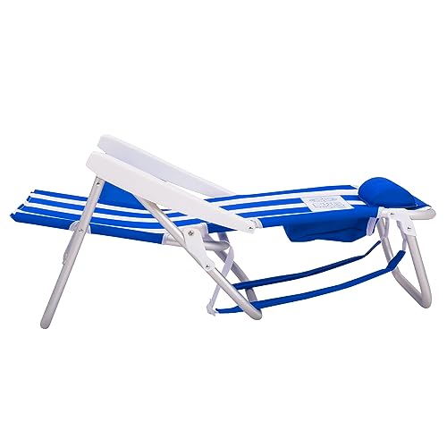 Luxury Sturdy Extra Comfort Backpack Beach Chair/Bundle of 2 Units (Blue White Stripes)