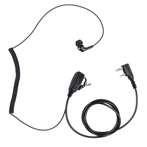 Two Way Radio Headset Ptt Mic Earpiece in Ear Earbud Piece for Baofeng uv5r uv 5r uv-5r for Kenwood for Retevis rt21 rt22 2 Pin Walkie Talkie(Wired,Black)