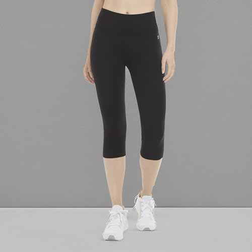 Women's High Waist Cotton Stretch Crop Leggings - Deep Black, Large