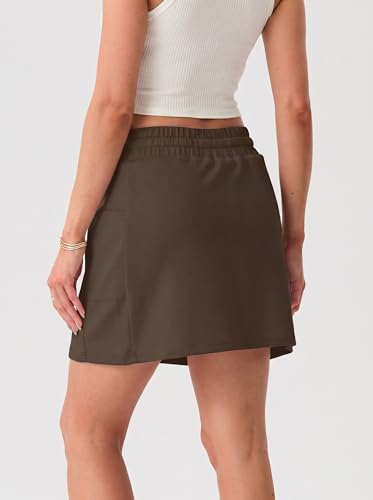 GRECERELLE Women's Casual Active Skirt Tennis Golf Skort with 4 Pockets - Medium Dark Coffee