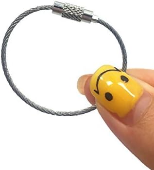 8pcs Stainless Steel Cable Key Ring Keychain with Screw Lock for Outdoor Sports (110mm)