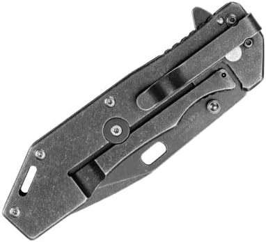 Kershaw Lifter (1302BW); Tactical Tanto Pocket Knife with 3.5 Inch 4Cr14 Steel Blackwashed Blade with Stainless Steel Blackwash Handle, SpeedSafe Assisted Opening and Deep-Carry Pocketclip; 3.2 OZ.