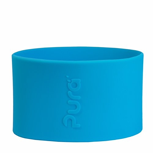 Pura Kiki Bottle Short Silicone Sleeves - Plastic-Free, Medical Grade, NonToxic, MadeSafe Certified | Adds Grip, Non-Slip, Removable | Provides Insulation for Hot & Cold Liquids | Aqua/Blue