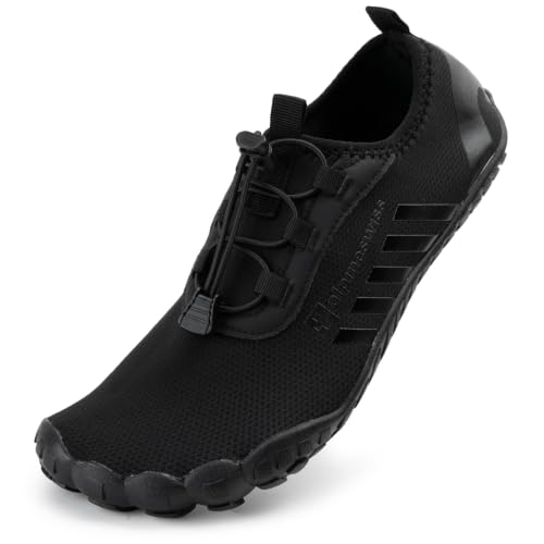 Men's Quick Dry Water Shoes - Barefoot Beach Swim Aqua Socks, Black 9