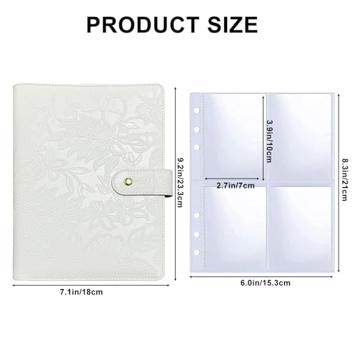 White KPOP A5 6 Ring Photocard Binder with 240 Pockets - Embossed PU Leather