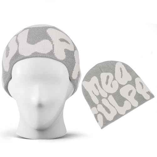 TaowaveWomen Beanie Y2k Hat,MEA Culpa Graphic Beanies Designs,Winter Hat Knit Skull Cap for Women