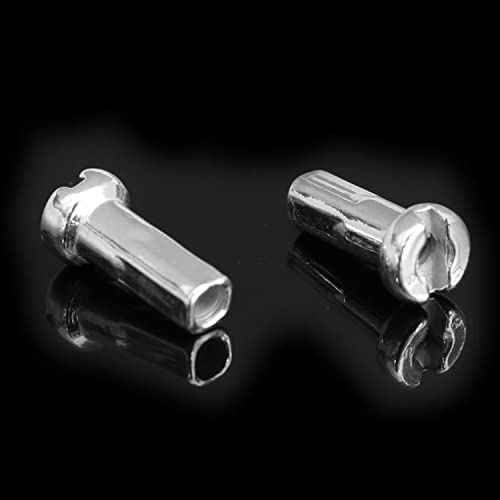 TAODAN Bike Spoke Nipple 100PCS Silver Bicycle Spoke Caps for 14G / 2mm Dia Mountain Road Bike, 12mm Long Cycling End Tip, Wheel Spoke Nipple