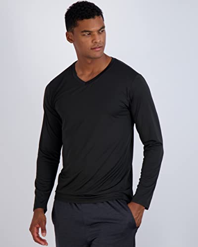 Men's Dry Fit Long Sleeve V-Neck T-Shirts Set 4X Tall Athletic Workout Gym Tees
