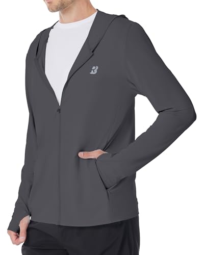 Roadbox Men's UPF 50+ Sun Hoodie Jacket Zip Up UV Protection Shirt XL Dark Gray