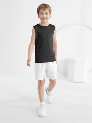 Poroka 4 Pack Boys' Dry-Fit Athletic Tank Tops - Large Black Yellow Navy Royal Blue