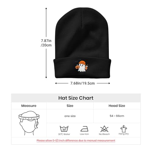 Cute Frog Skeleton Embroidered Beanie Knit Hat for Men Women, Halloween Goth Graphic Winter Black Skull Cap