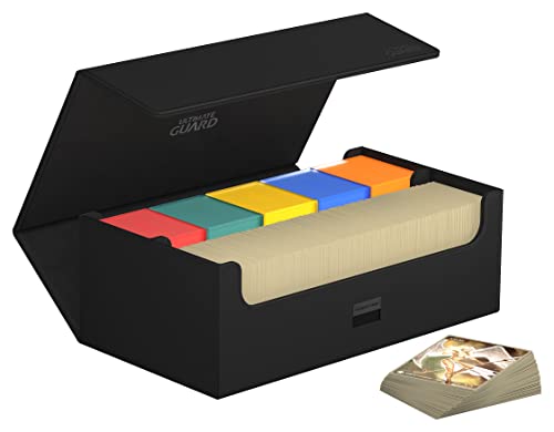 800+ Deck Case for Double-Sleeved TCG Cards - Black, Magnetic Closure & Microfiber Lining - Variation: Black / 800+