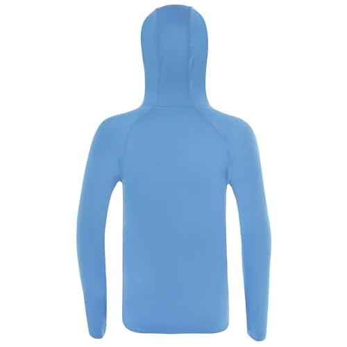 Boys Rash Guard Hoodie, Kids Long Sleeve Sun Protection Hooded Shirts Youth UPF50+ Swim Fishing Water Shirt with Pocket