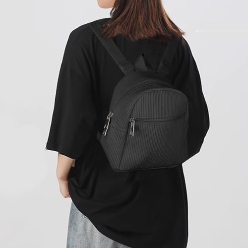 Cute Mini Backpacks, Corduroy Tiny Backpack Small Backpack for Women and Girls, Portable Ladies Backpacks (black)