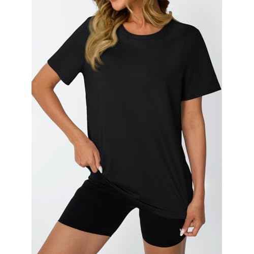 AUTOMET Women's Workout Tops Short Sleeve Gym Shirts Summer Athletic Yoga Tshirts Loose Fit Casual Clothes 2025