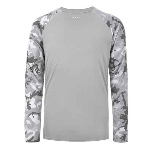 FISHEAL Long Sleeve Fishing Shirts for Men, UPF 50+ Camo Sun Protection Rash Guard, UV Shirt for Swimming Hunting Outdoor