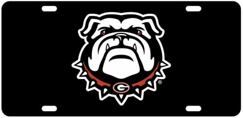 NCAA Black Acrylic License Plate - Georgia Bulldog Variation
