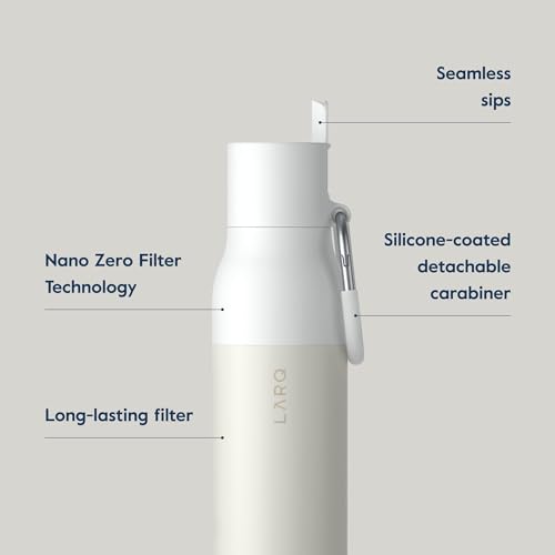Insulated Stainless Steel Water Bottle with Filter Straw - 17 oz Granite White - Leakproof & BPA-Free