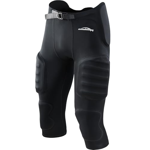 Youth Football Pants with 7 Pads - Black, Medium, Integrated Protective Gear