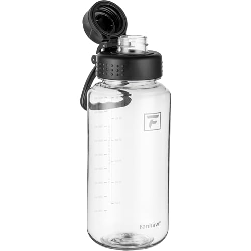 32oz Clear Plastic Water Bottle with Fast-Flow Leak-Proof Lid - Black & Clear Variation 1