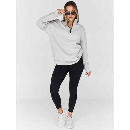 Trendy Queen Womens Oversized Sweatshirts Fall Sweaters Fashion Hoodies Half Zip Pullover Long Sleeve Shirts Clothes