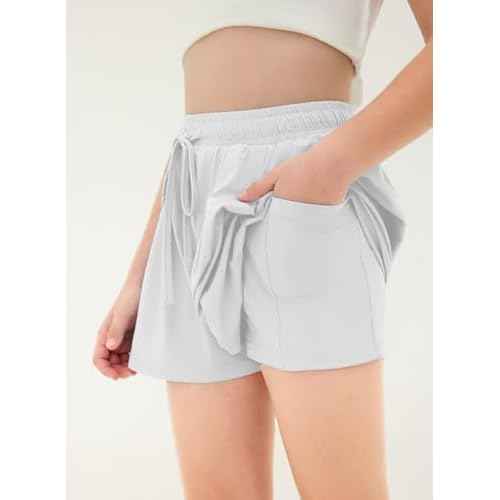 Girls Athletic Shorts UPF50+ Kids Flowy Butterfly Shorts with Pocket