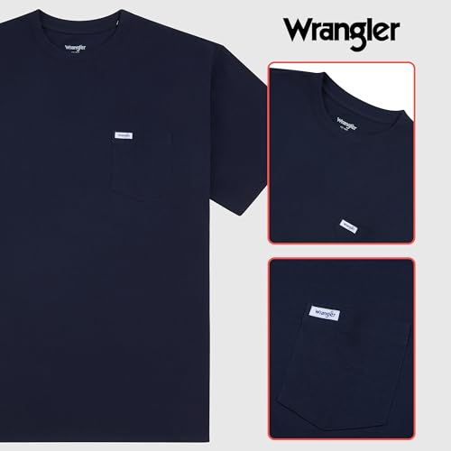 Wrangler Big and Tall Men's 2 Pack Cotton T-Shirts with Chest Pocket - 3X Tall/Navy/Carbon Heather