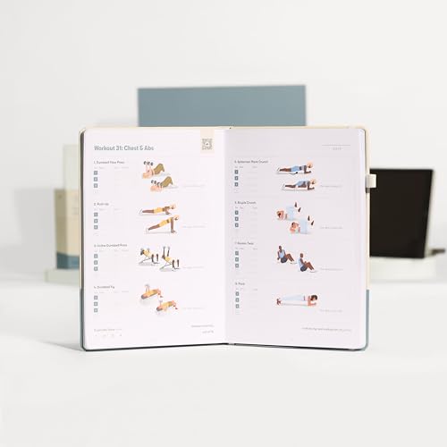 Dumbbell Workout Journal Hardcover - 13 Week Fitness Planner for Men & Women
