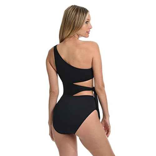 La Blanca Women's One Piece Swimsuit Cutout Single Shoulder Tummy Control Island Goddess Bathing Suit