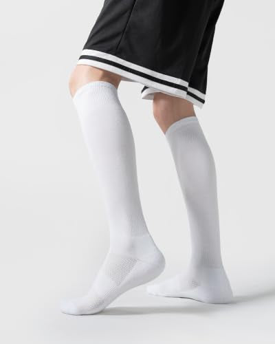 Kids Soccer Socks Youth Boys Knee High Sport Cushioned Socks - 8-12 Years, Black