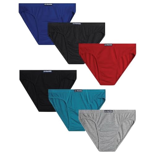 Men's Bikini Briefs 6 Pack Cotton Underwear with Pouch - XX-Large Heather Grey/Red/Teal/Black