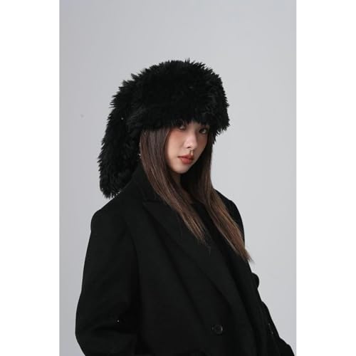 Y2K Plush Hat for Women Fuzzy Cute Beanie Bunny Ears Hat Fluffy Hat Skull Cap Winter Warm Hat Christmas Halloween