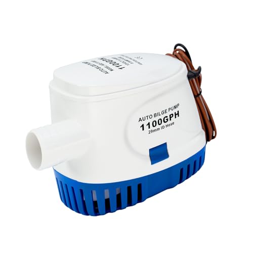 Automatic 1100GPH Bilge Pump for Boats - 12V, 1-1/8" Outlet, Float Switch