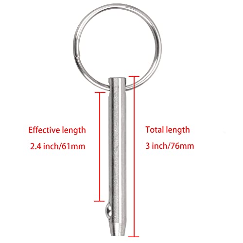 Stainless Steel Quick Release Pins for Marine Bimini Top 4 Pack - 0.25 Inch Diameter
