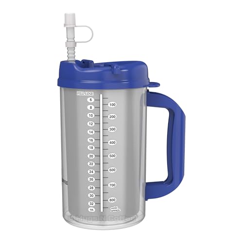 32 oz Travel Mug with Leak-Resistant Lid & Straw - Double Wall Insulated, BPA-Free, Large Handle, Blue