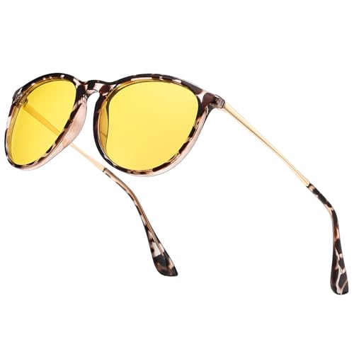 Night Vision Driving Glasses for Women - White Tortoise Frame