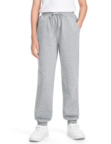 BOOPH Boys Sweatpants Kids Athletic Joggers 11-12 Years Light Gray