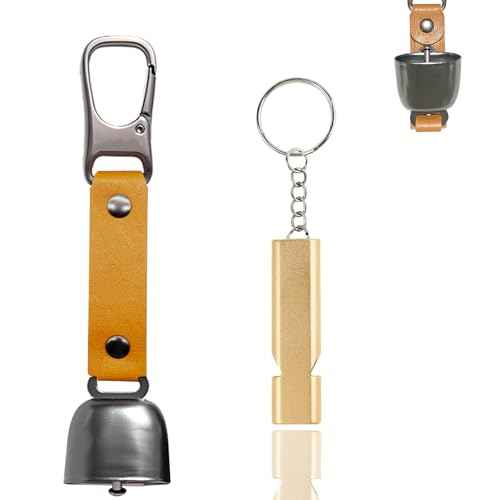 Bear Bell with Magnetic Silencer|Bear Bells for Hiking & Camping|Bear Deterrent Device with Emergency Whistle & Carabiner to Scare Animals|Bear Alarm for Outdoor Biking Fishing Climbing