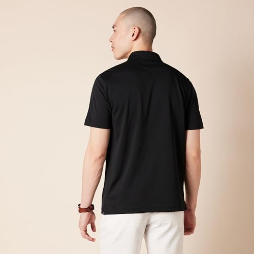 Men's Recycled Polyester Slim-Fit Quick-Dry Golf Polo Shirt - Black, Large