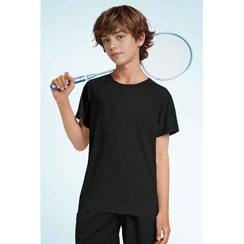 Youth Boys UPF 50+ Mesh Athletic Quick Dry Fit T-Shirts Rash Guard Short Sleeve Swim Tee Shirt for Teens
