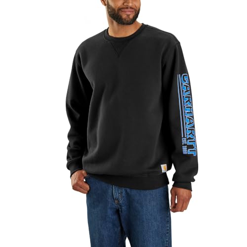 Carhartt Men's Loose Fit Midweight Crewneck Logo Sleeve Graphic Sweatshirt