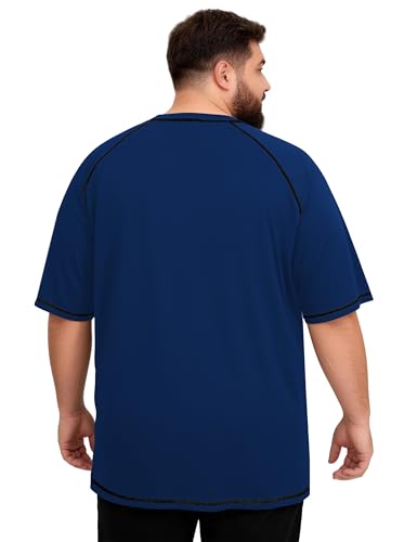 Roadbox Big & Tall Men's Swim Shirt UPF 50+ Short Sleeve Rash Guard 3X-Large Blue