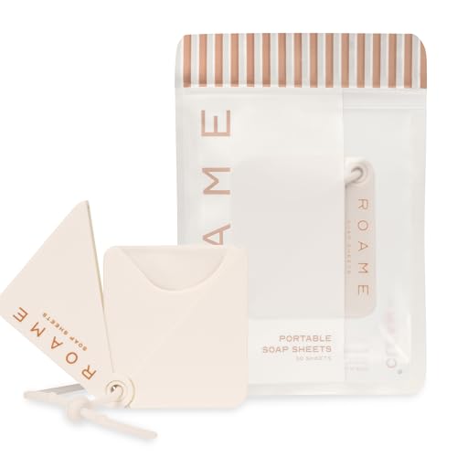 Roame Portable Soap Sheets ? Ultra-Thin Soap for Hand Moisture & Hygiene ? Water-Activated, Compact, Cruelty-Free, Eco-Friendly ? Perfect for Travel Kits & On-the-Go Use ? 50-Pack