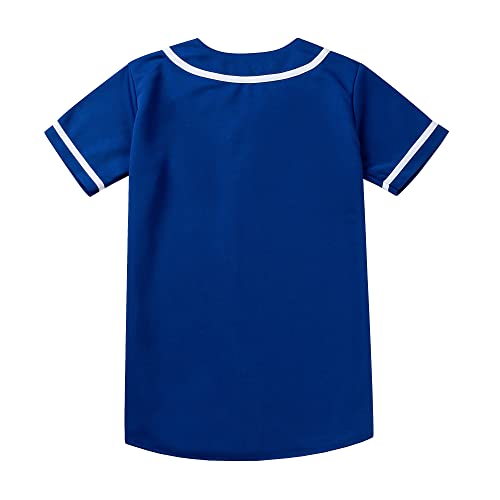 Women's Baseball Jersey Softball Button-Down Shirt - Medium Blue