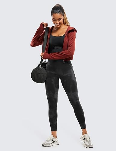 CRZ YOGA Butterluxe Leggings with Pockets 25 Inch - Medium Black Tie Dye
