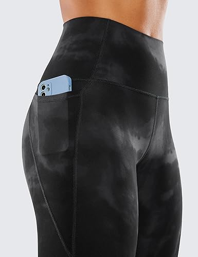 CRZ YOGA Butterluxe Leggings with Pockets 25 Inch - Medium Black Tie Dye