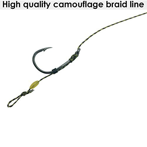 Green Carp Fishing Hair Rigs Kit 24PCS - Wide Gape Hooks, Zig Rigs, Carp Accessories Size 2,4,6,8