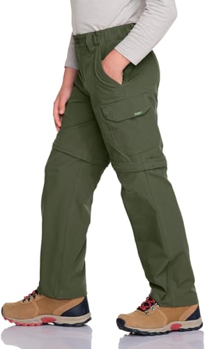 Kids Youth Hiking Cargo Pants Large Trek Army Green UPF 50+ Quick Dry Convertible
